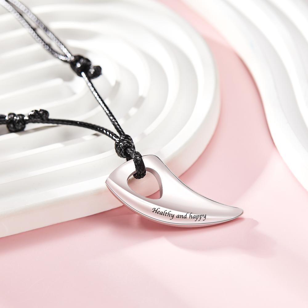 Custom Engraved Necklace Wolf Teeth Pendant Necklace Gift for Men - soufeeluk
