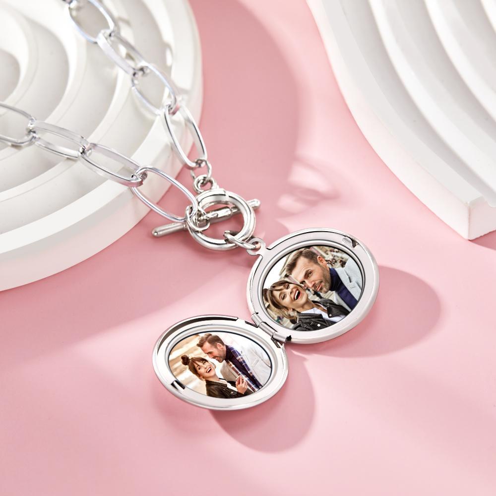 Personalised Photo Elegant Necklace Engraved Pendant Chain Necklace for Her - soufeeluk