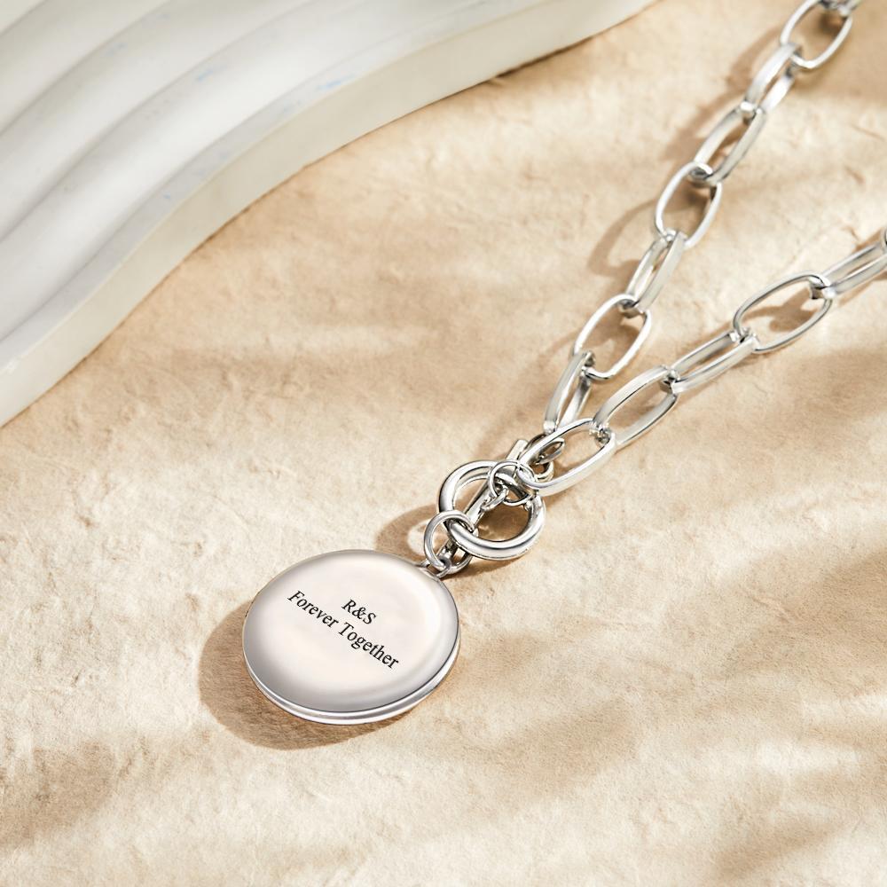 Personalised Photo Elegant Necklace Engraved Pendant Chain Necklace for Her - soufeeluk