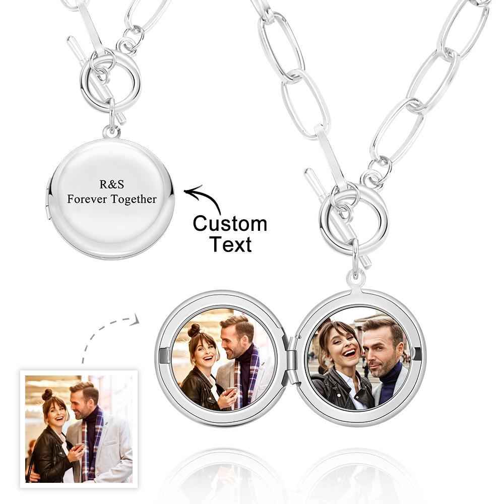 Personalised Photo Elegant Necklace Engraved Pendant Chain Necklace for Her - soufeeluk