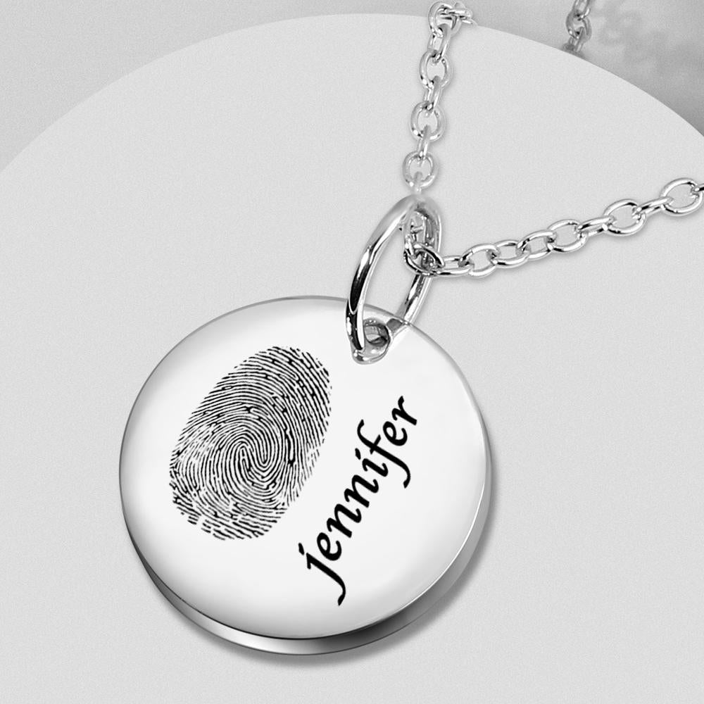 Custom Photo Necklace fingerprint Necklace Engraved Necklace Coin Necklace Gift For Boyfriend - soufeeluk