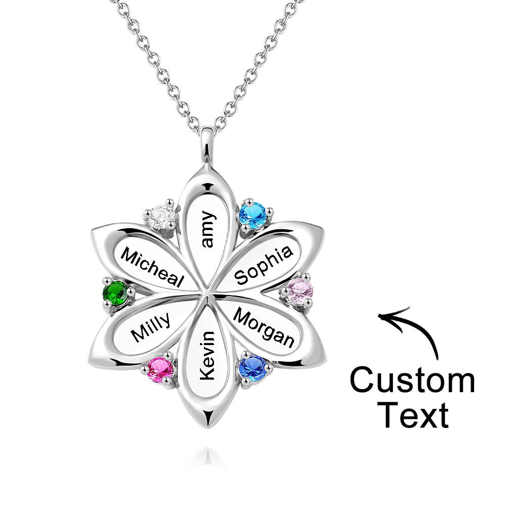 Personalised Name Flower Necklace Elegant Birthstone Pendant Necklace Jewellery Mother's Day Gifts - soufeeluk