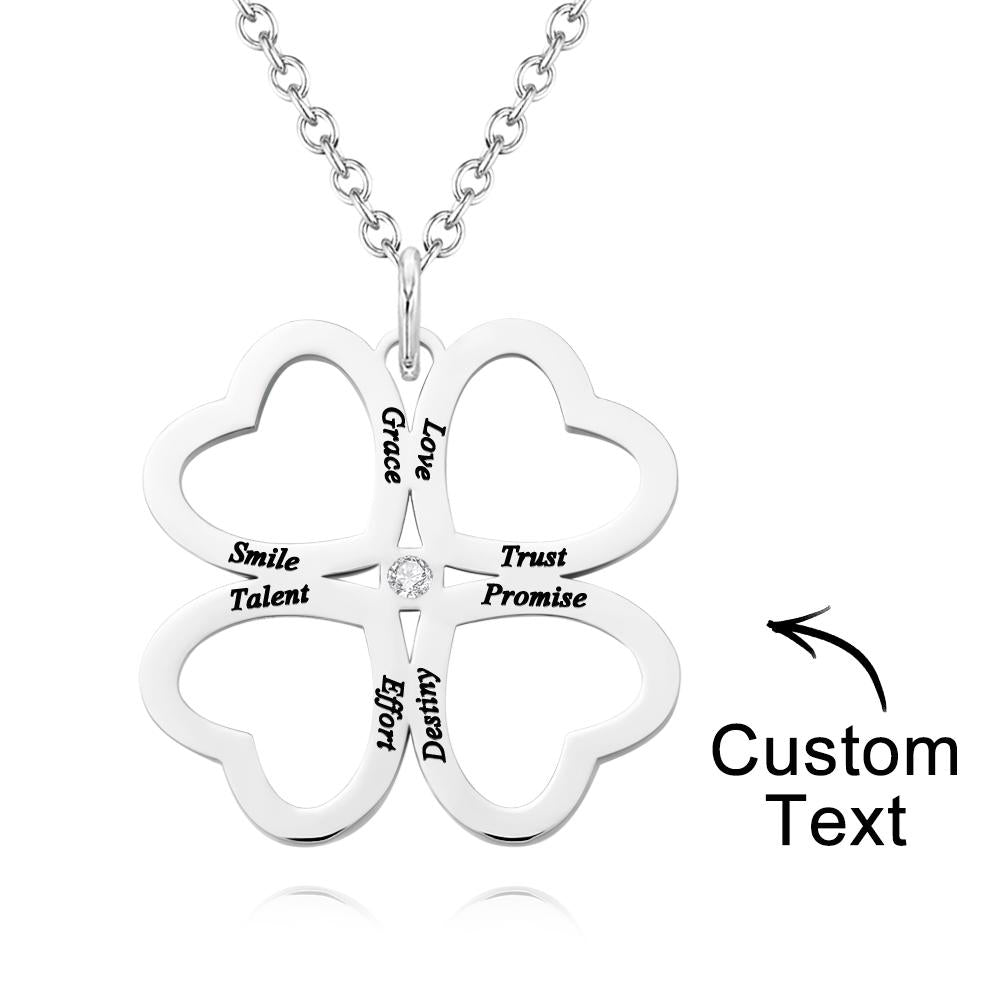 Personalized Four Leaves Clover Necklace Custom Unique Name Necklace for Her - soufeeluk