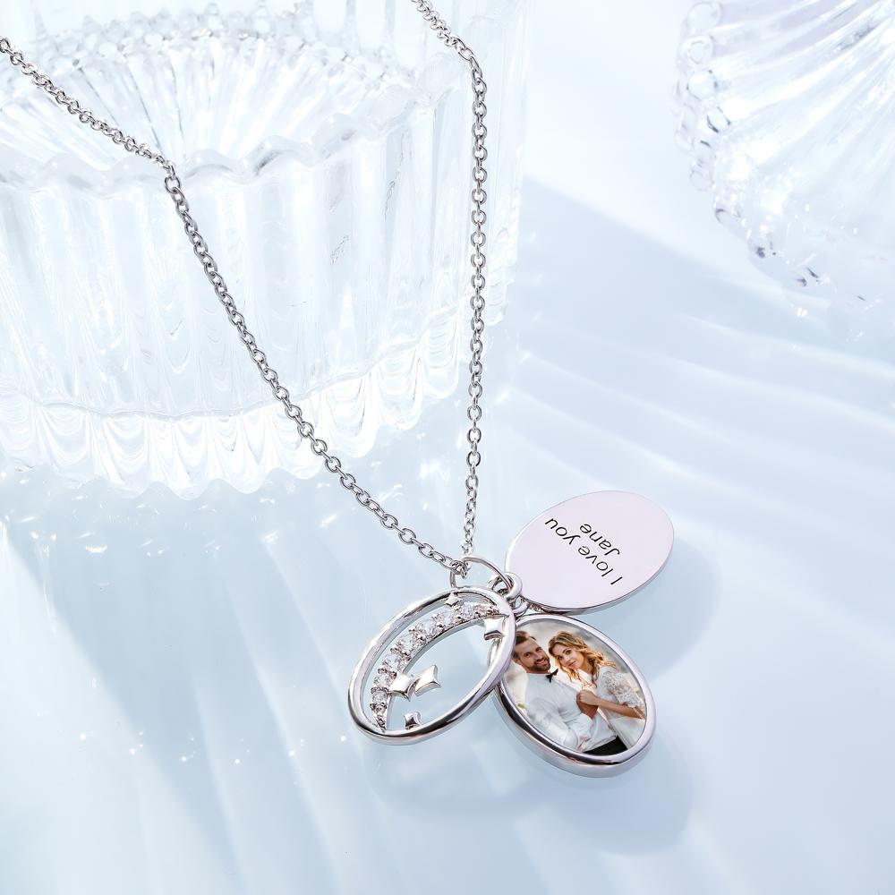 Custom Photo Engraved Necklace Multi-layer Star Rhinestone Gifts - soufeeluk