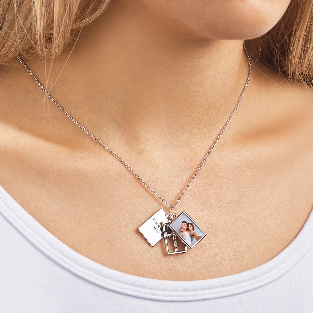 Custom Photo Engraved Necklace Multi-layer Creative Cross Gifts - soufeeluk
