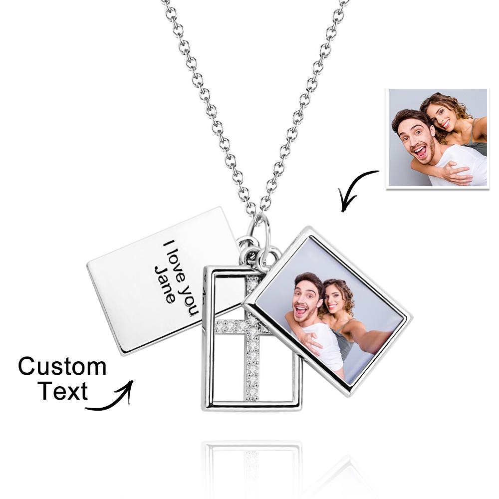 Custom Photo Engraved Necklace Multi-layer Creative Cross Gifts - soufeeluk