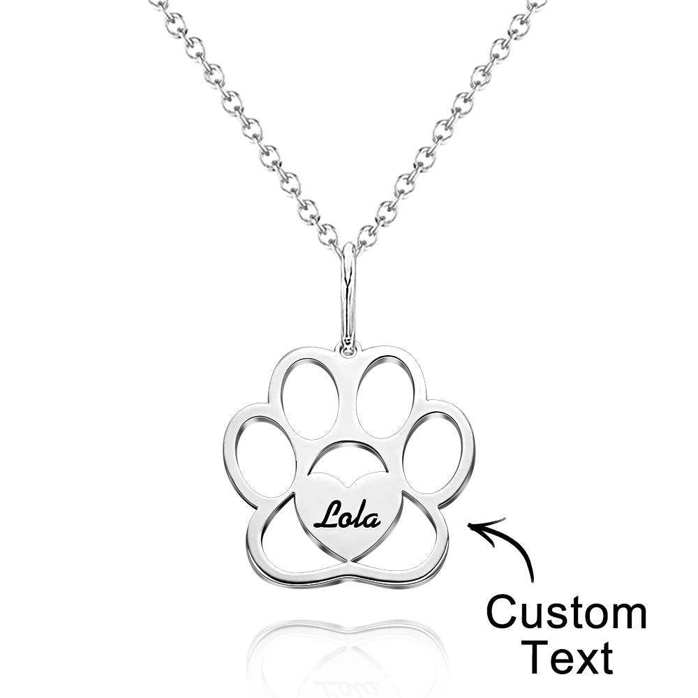 Personalised Paw Necklace with Name Dog Paw Necklace - soufeeluk
