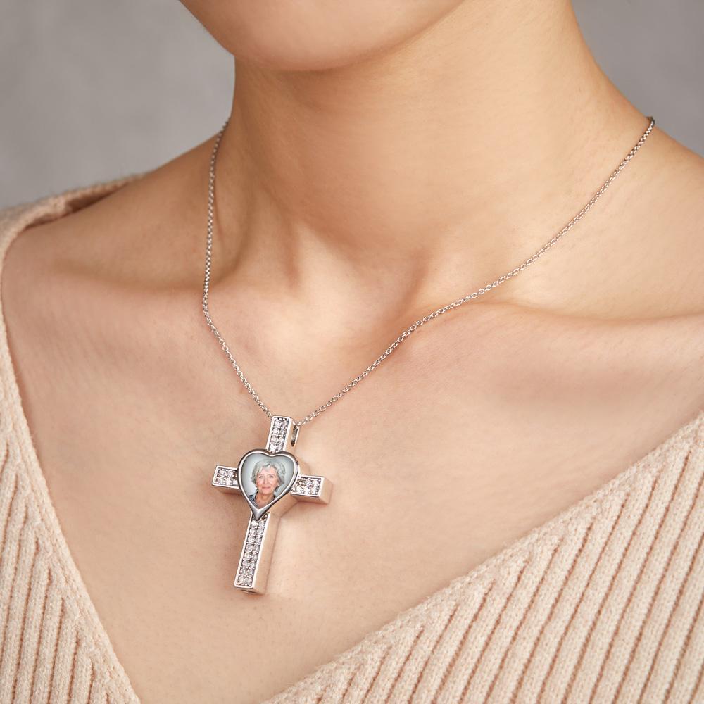 Personalised Hip Pop Necklace for Ashes of loved one with Memorial Photo and Text - soufeeluk