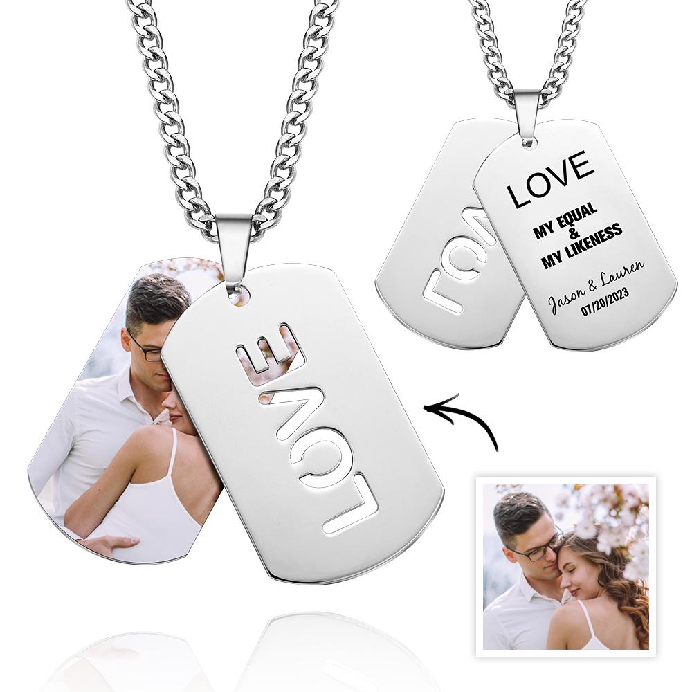 Double Dog Tag Personalised Message Steel Mens Pendants Men Women Boyfriend Bride Groomsman Gift - soufeeluk