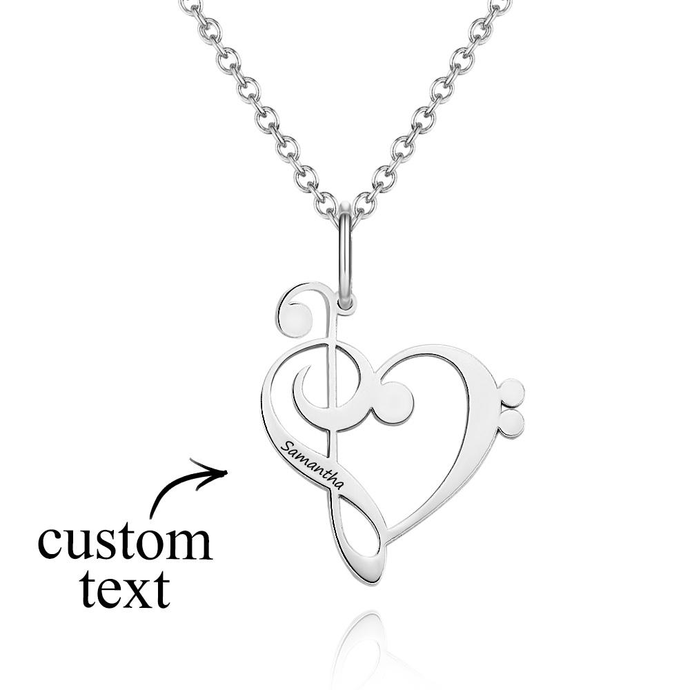 Personalized Treble Clef Bass Clef  Music Teacher Gift Engraved Necklace Music Note Appreciation Jewelry for Piano Teacher - soufeeluk