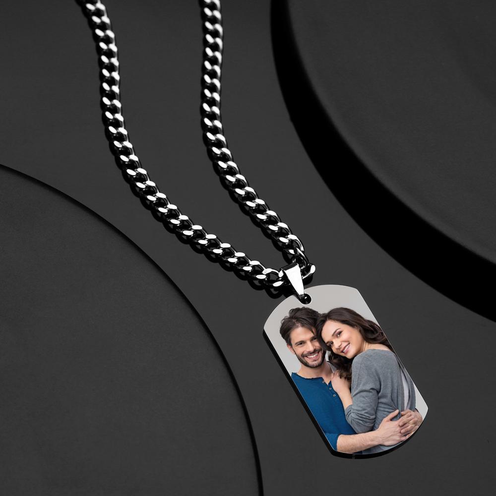 Custom QR Code Necklace Tag Engraved Necklace Gifts for Him - soufeeluk