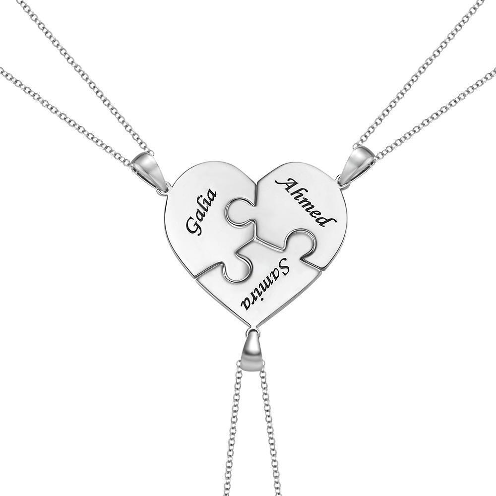 Custom Engraved Necklace Heart Shaped Puzzle Number of Options Creative Gift