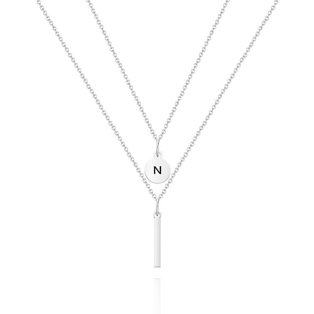 Custom Engraved Disc Necklace Engraved Initial Necklace Combo Necklaces Set