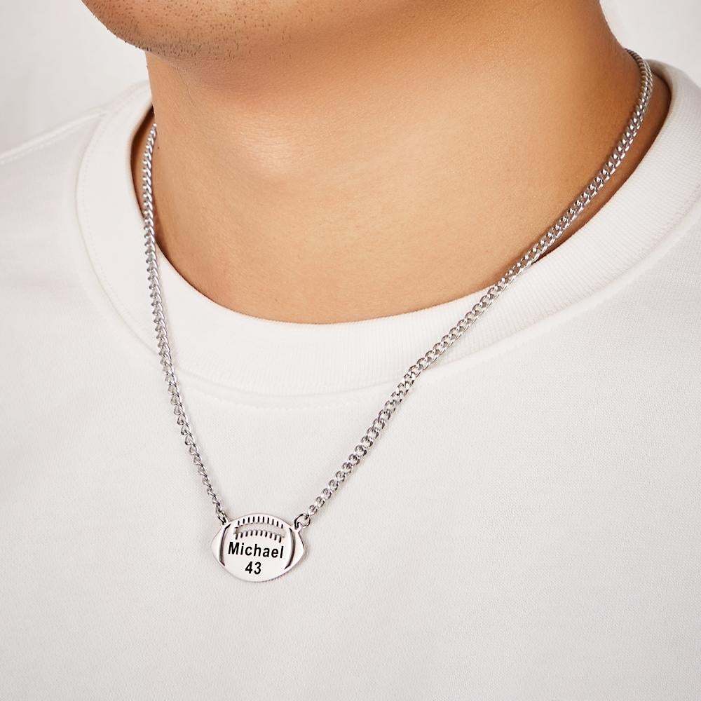 Custom Engraved Football Name Necklace Give Him Jewelry Gift - soufeeluk
