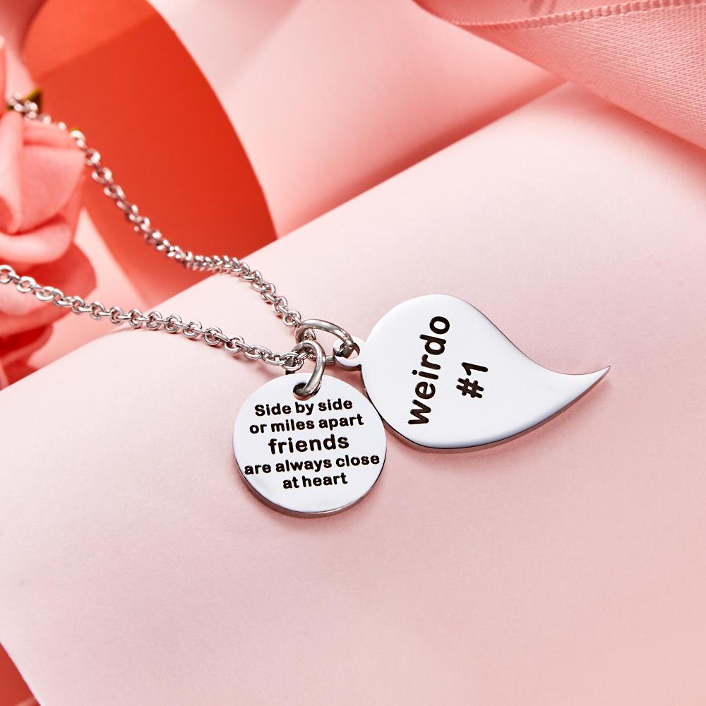Custom Engraved Necklace Pair of Commemorative Gifts for Friend - soufeeluk