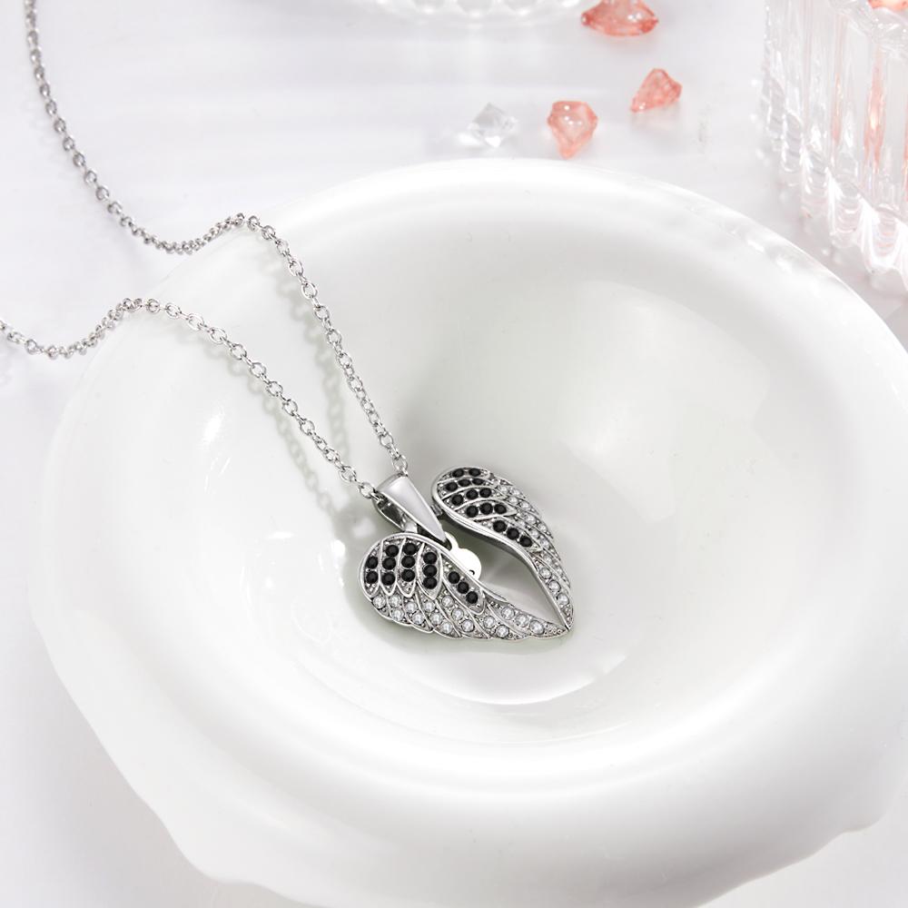 Custom Engraved Necklace Wing Heart-shaped Wings Pendant Necklace Gift for Women - soufeeluk