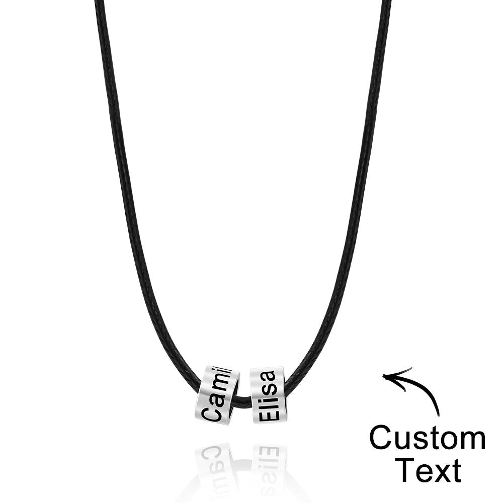 Custom Engraved Necklace Tube Bead Braided Necklace Gift for Men - soufeeluk