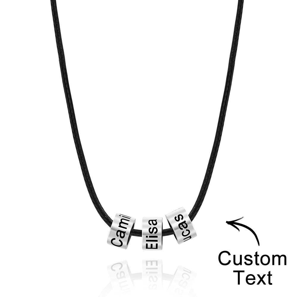 Custom Engraved Necklace Tube Bead Braided Necklace Gift for Men - soufeeluk