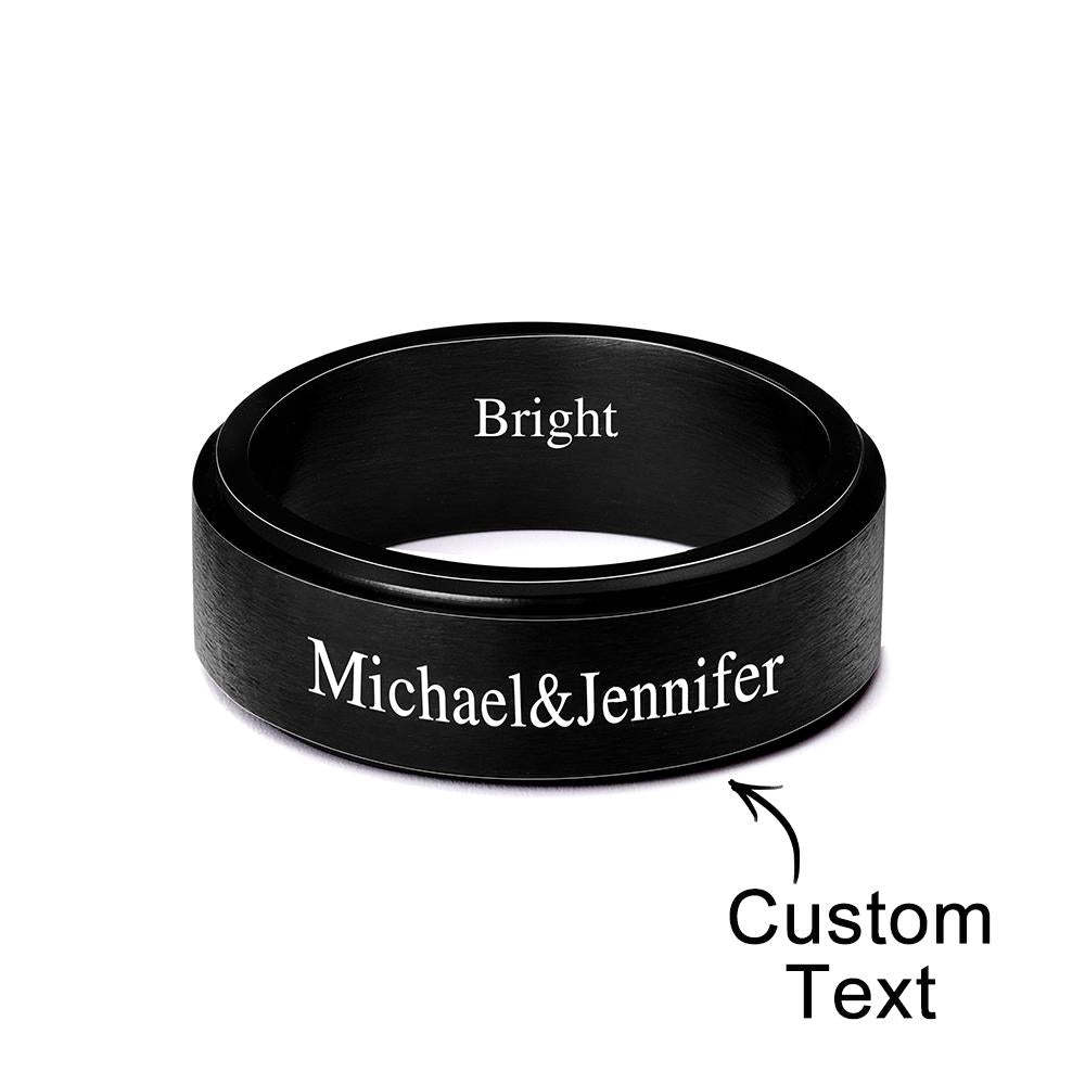 Personalised 8mm Stainless Steel All Black Spinner Ring - soufeeluk