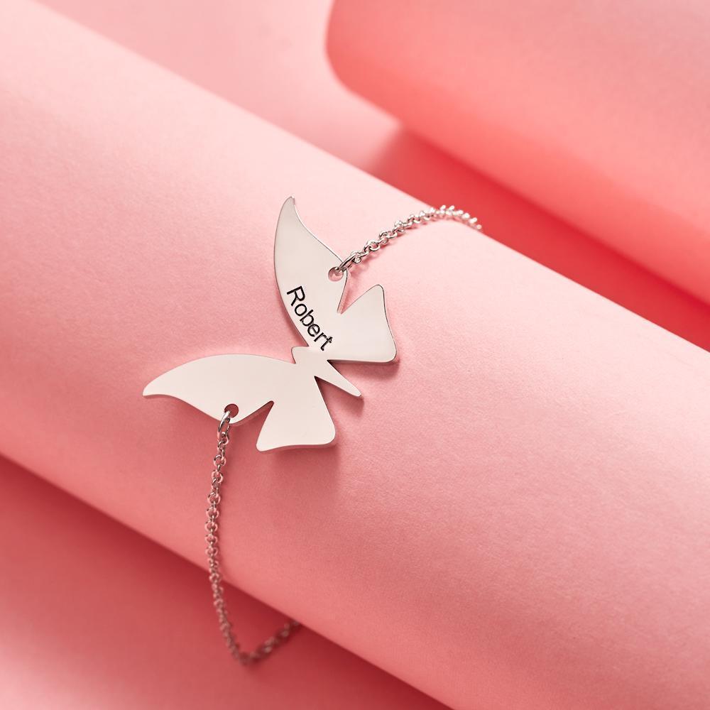 Custom Engraved Modern Butterfly Bracelet Gift for Her