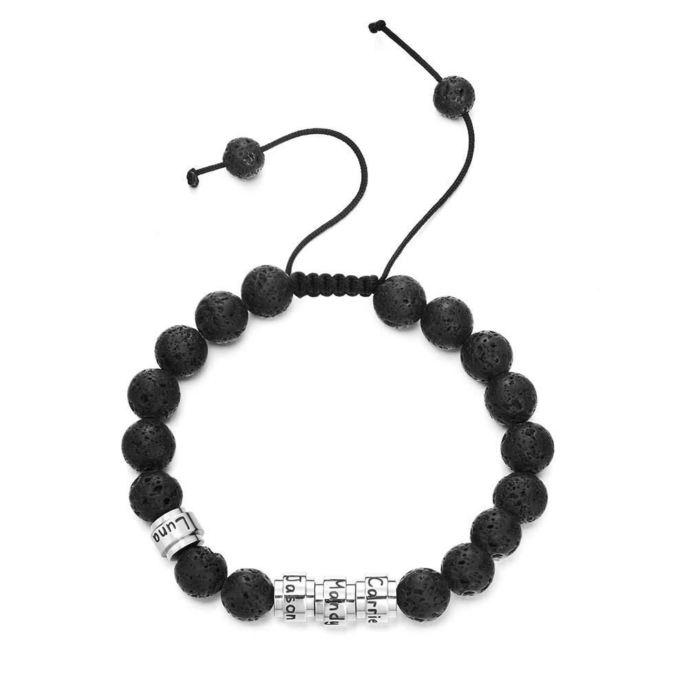 Lava Stones Custom Beads Men's Beaded Bracelet Best Gift for BFF - soufeeluk