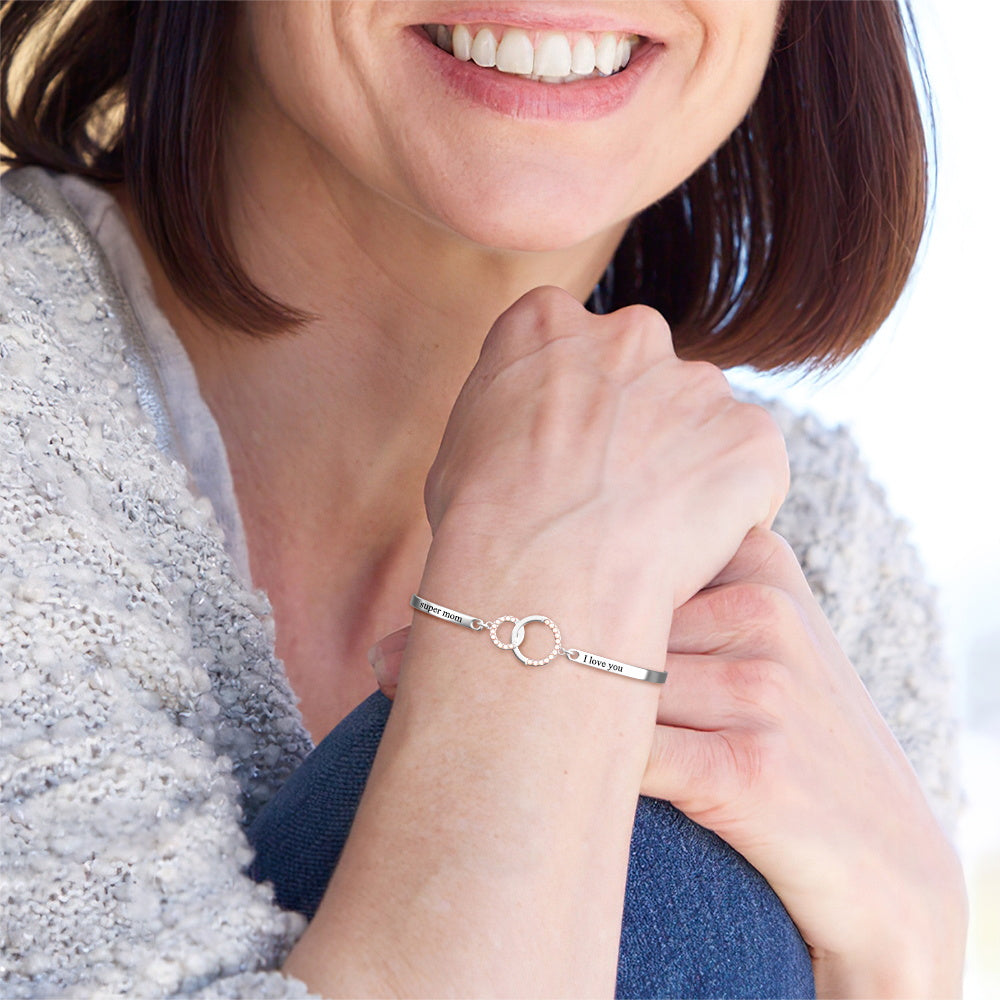 Custom Bracelet for Mom Personalised Engraved Bracelet Mother's Day Gift - soufeeluk