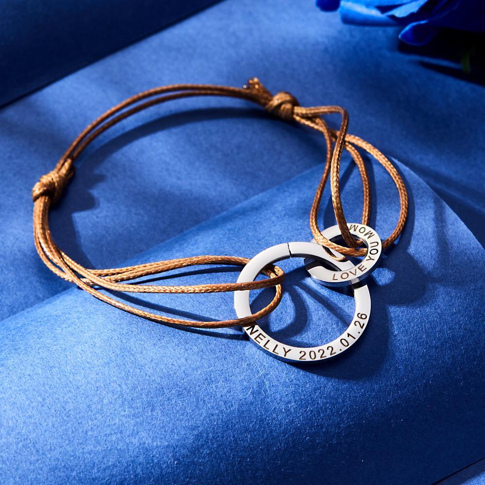 Custom Engraved Two Circles Bracelet Personalised Elegant Bracelet for Women - soufeeluk
