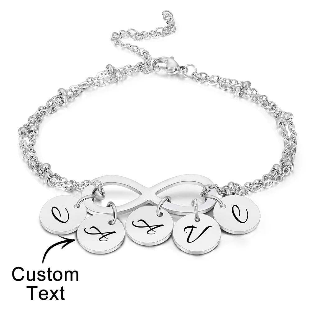 Custom Letter Bracelet Personalised Bracelet Pendent Infinity Love for Her - soufeeluk