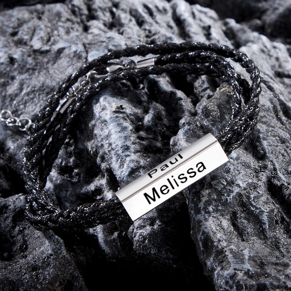 Custom Engraved Bracelet Around Engraved Weave Gifts for Man - soufeeluk