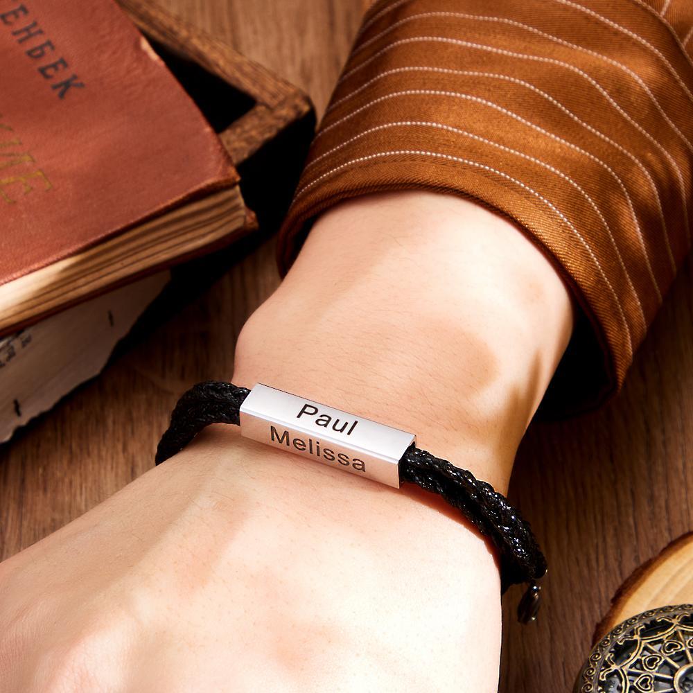 Custom Engraved Bracelet Around Engraved Weave Gifts for Man - soufeeluk