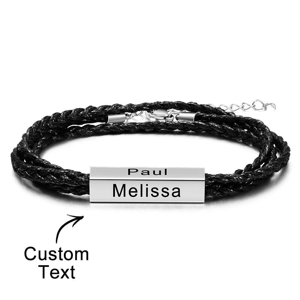 Custom Engraved Bracelet Around Engraved Weave Gifts for Man - soufeeluk