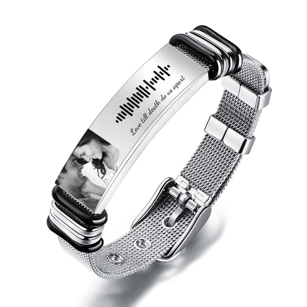 Personalised Photo And Engraved Stainless Steel Bracelet Best Gifts for Men Gift For Romantic Moments - soufeeluk