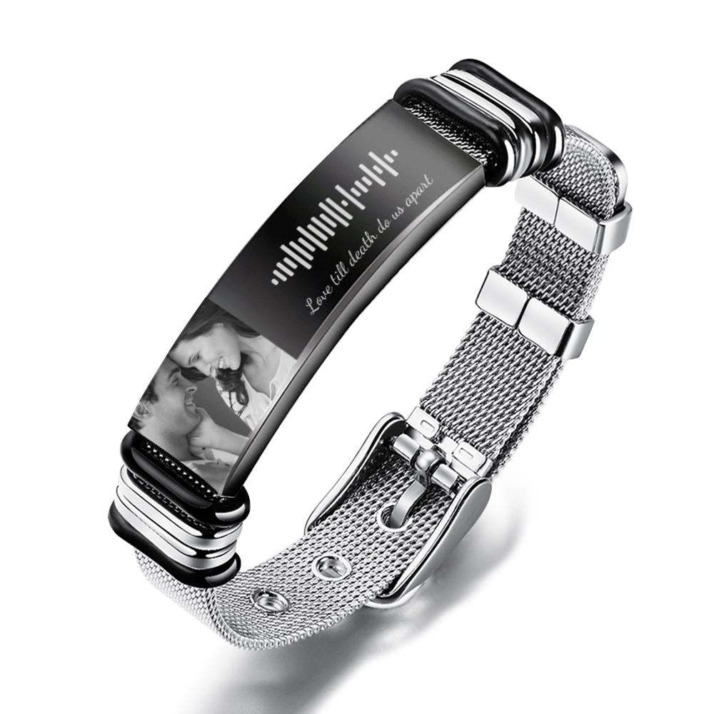 Personalised Photo And Engraved Stainless Steel Bracelet Best Gifts for Men Gift For Romantic Moments - soufeeluk