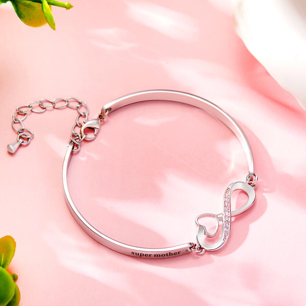 Custom Engraved Bracelet Infinity Symbol Rhinestone Fun Gifts - soufeeluk