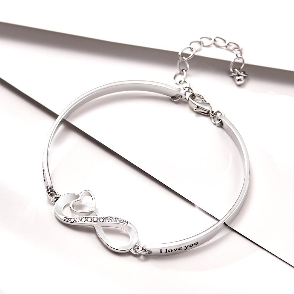 Custom Engraved Bracelet Infinity Symbol Rhinestone Fun Gifts - soufeeluk