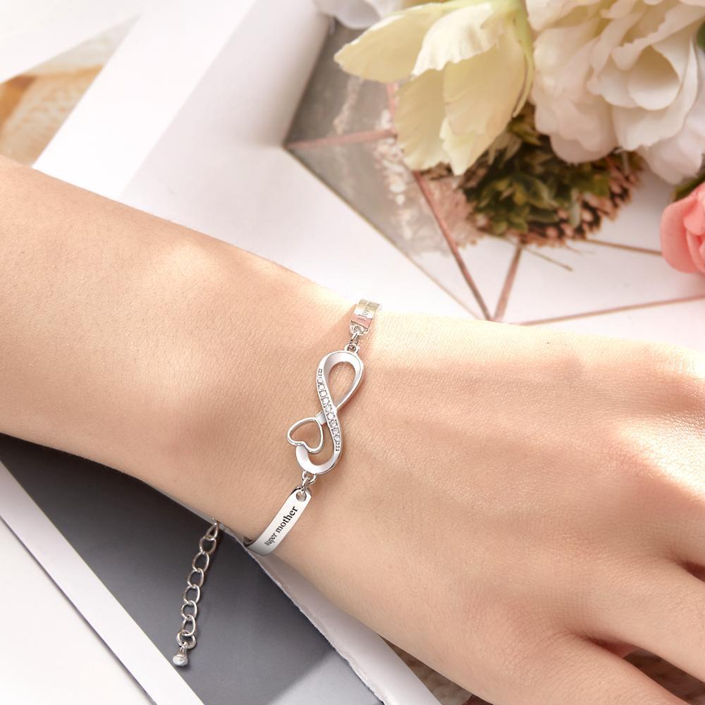 Custom Engraved Bracelet Infinity Symbol Rhinestone Fun Gifts - soufeeluk