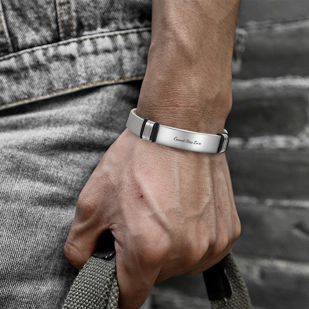 Customized Optional Photo Engraved Spotify Music Stainless Steel Bracelet Best Gifts For Men Gifts For Couples Christmas Gift - soufeeluk