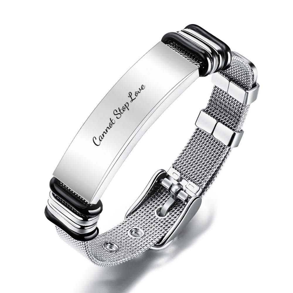 Customized Optional Photo Engraved Spotify Music Stainless Steel Bracelet Best Gifts For Men Gifts For Couples - soufeeluk