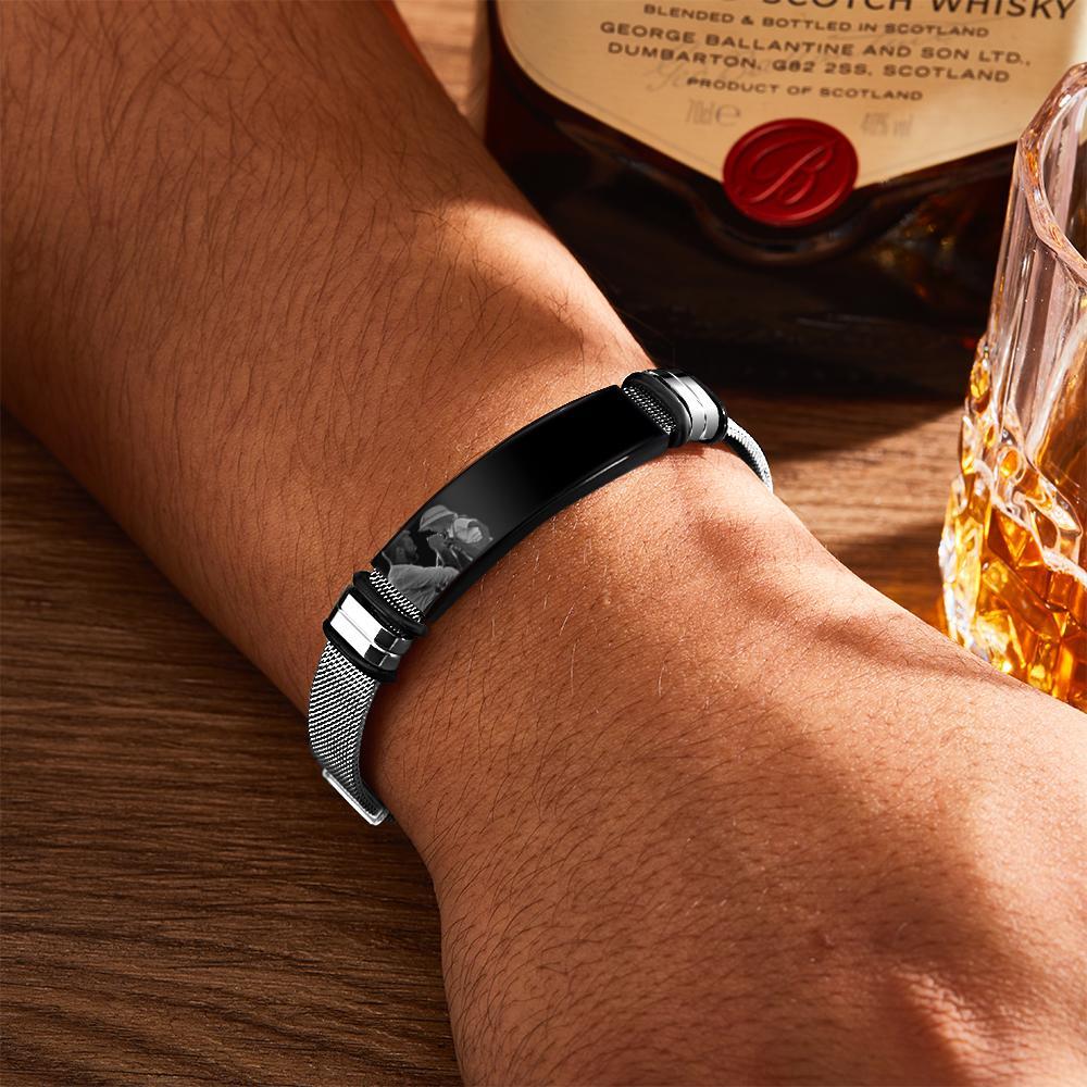 Customized Optional Photo Engraved Spotify Music Stainless Steel Bracelet Best Gifts For Men Gifts For Couples Christmas Gift - soufeeluk
