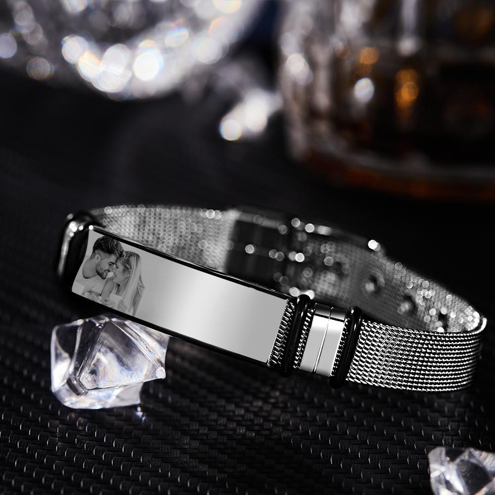 Customized Optional Photo Engraved Spotify Music Stainless Steel Bracelet Best Gifts For Men Gifts For Couples Christmas Gift - soufeeluk