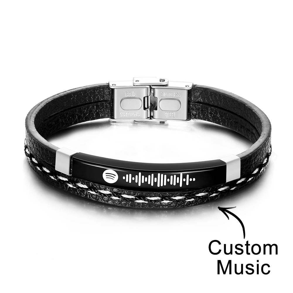 Scannable Spotify Code Custom Music Bracelet Leather Gifts - soufeeluk