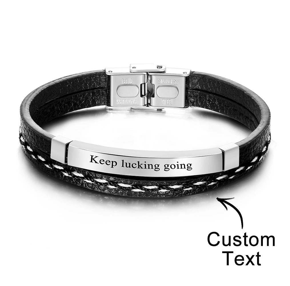 Custom Engraved Bracelet Creative Punk Leather Couples Gifts - soufeeluk