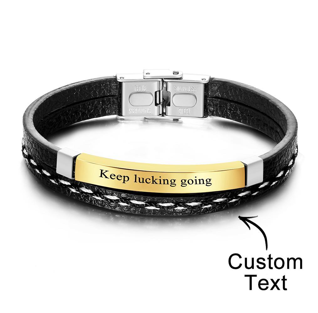 Custom Engraved Bracelet Creative Punk Leather Couples Gifts - soufeeluk