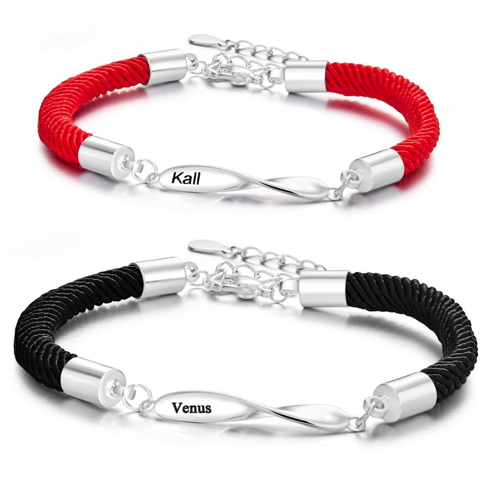 Personalised Engraved Rope Bracelet Set Exquisite Bracelet For Couples - soufeeluk