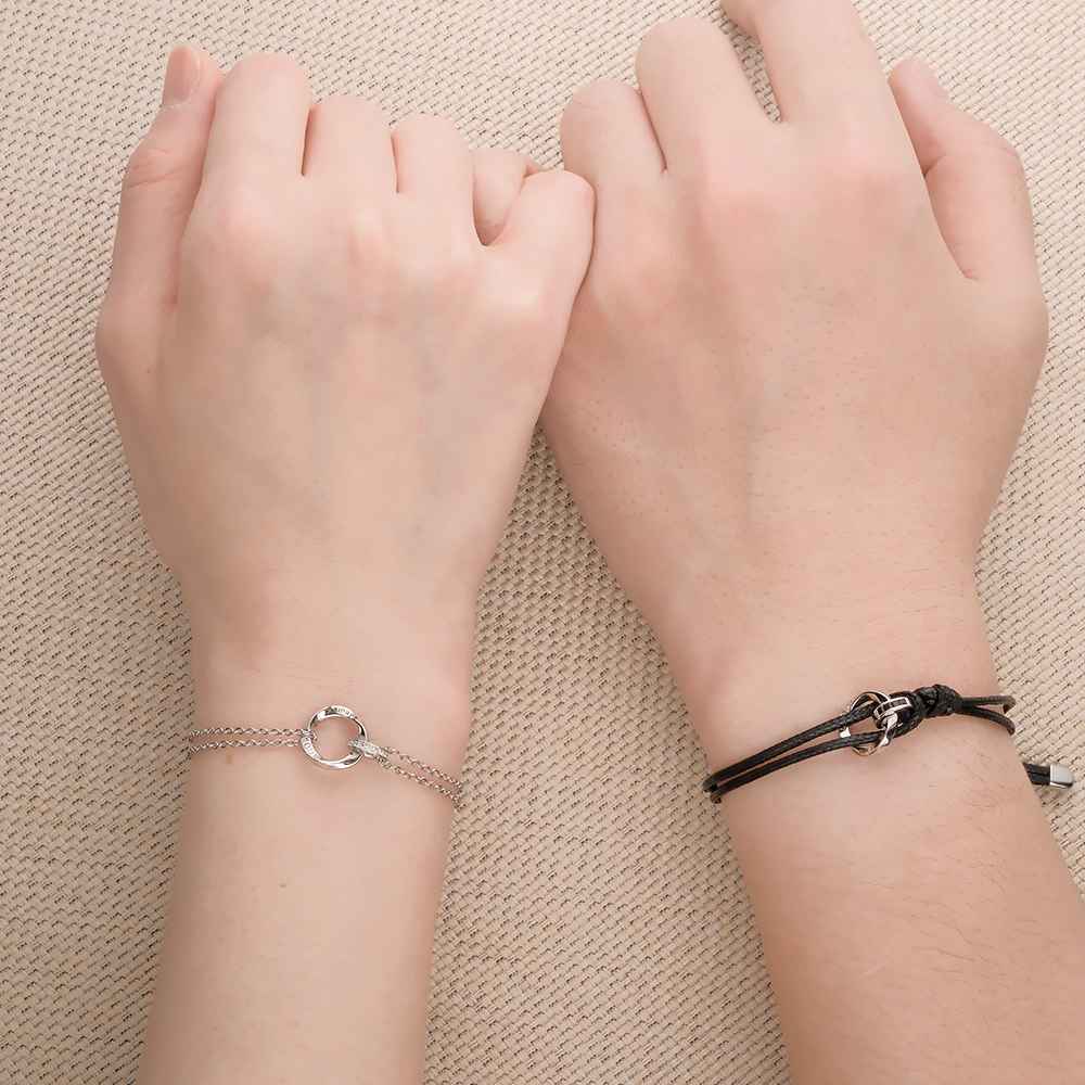 Elegant Couple Bracelet Custom Engraved Braided Bracelet Valentine's Day Gifts - soufeeluk