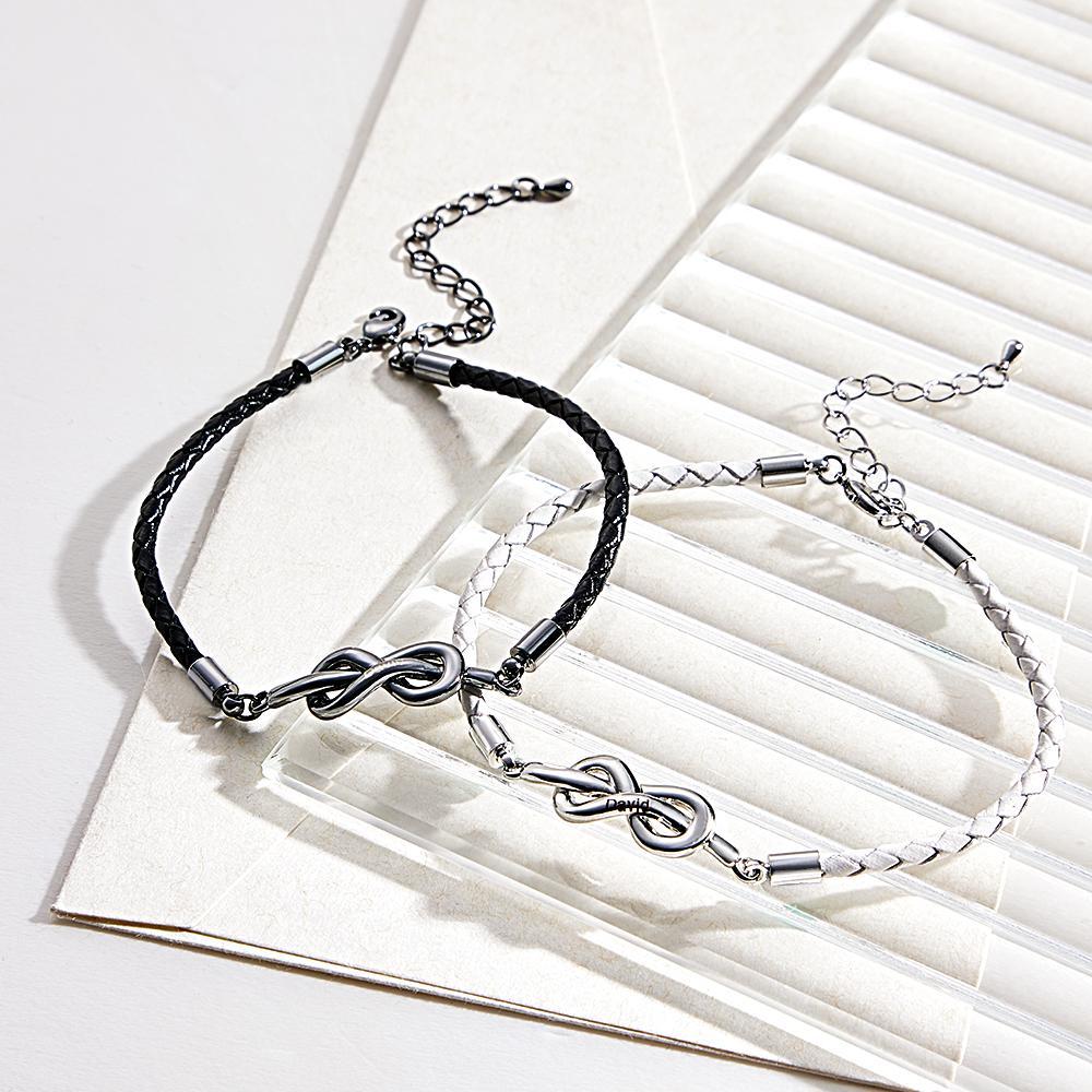 Engraved Roped Couple Bracelet Personalised Braided Bracelet Valentine's Day Gifts - soufeeluk