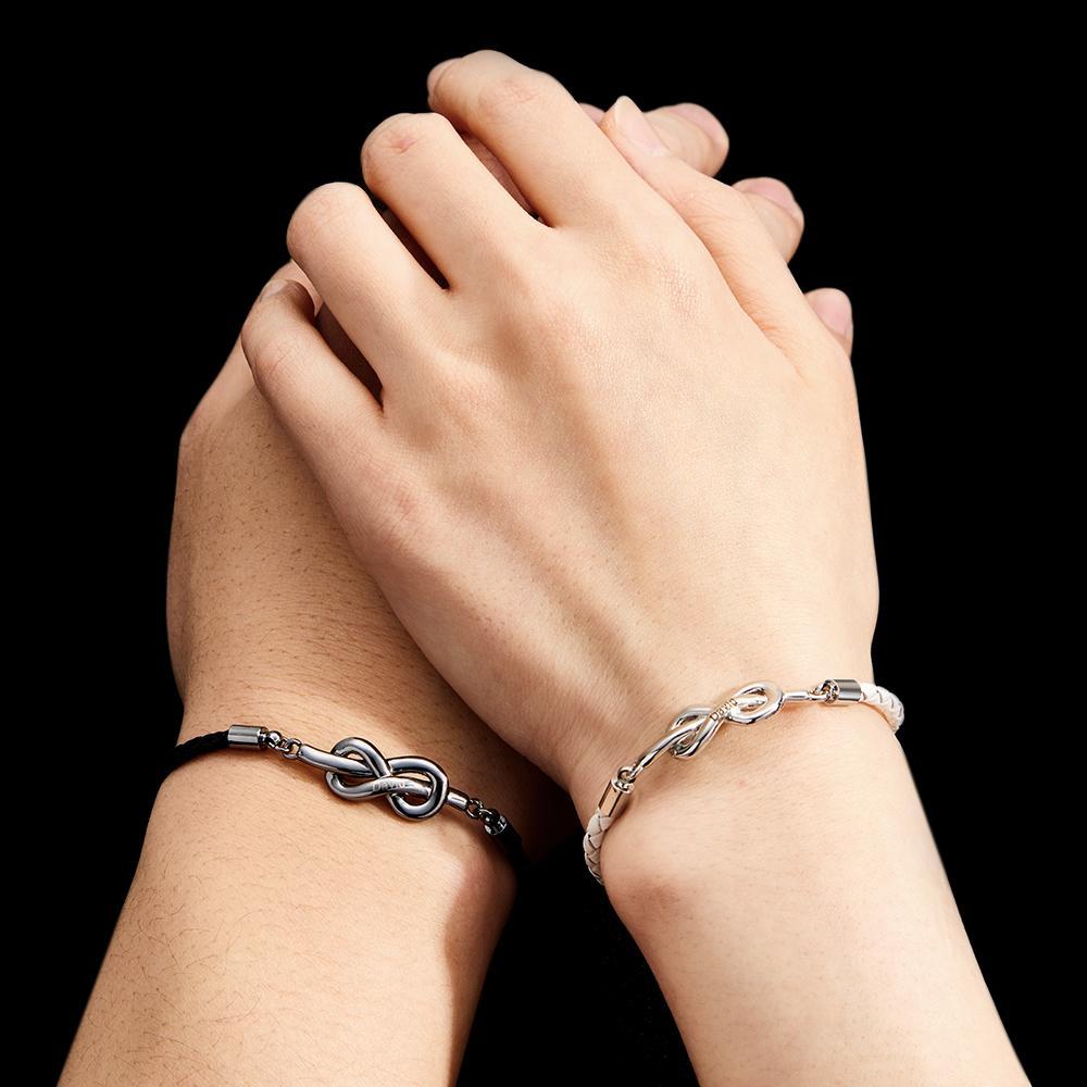 Engraved Roped Couple Bracelet Personalised Braided Bracelet Valentine's Day Gifts - soufeeluk