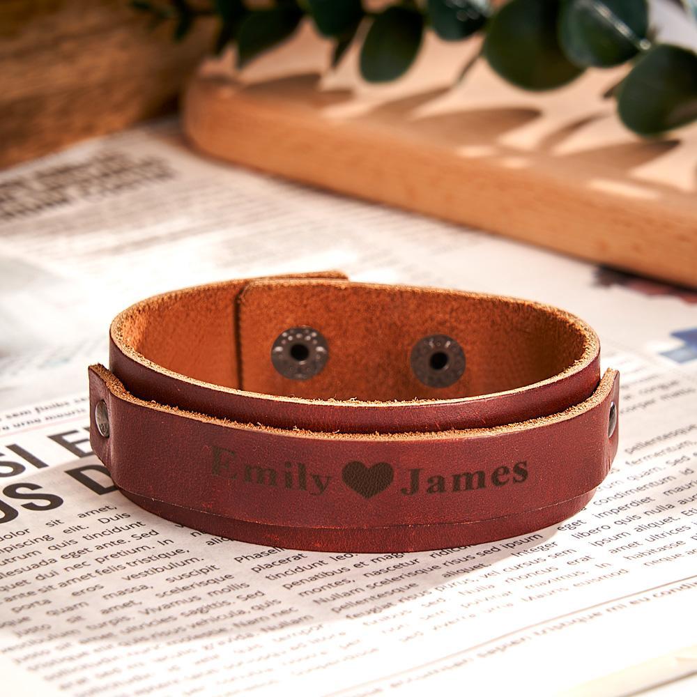 Personalised Leather Bracelet of Secret Message Text for Men Gift for Boyfriend - soufeeluk