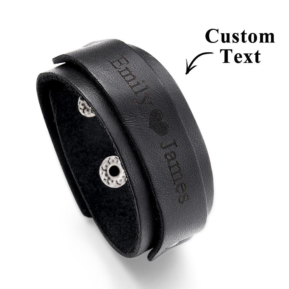 Personalised Leather Bracelet of Secret Message Text for Men Gift for Boyfriend - soufeeluk