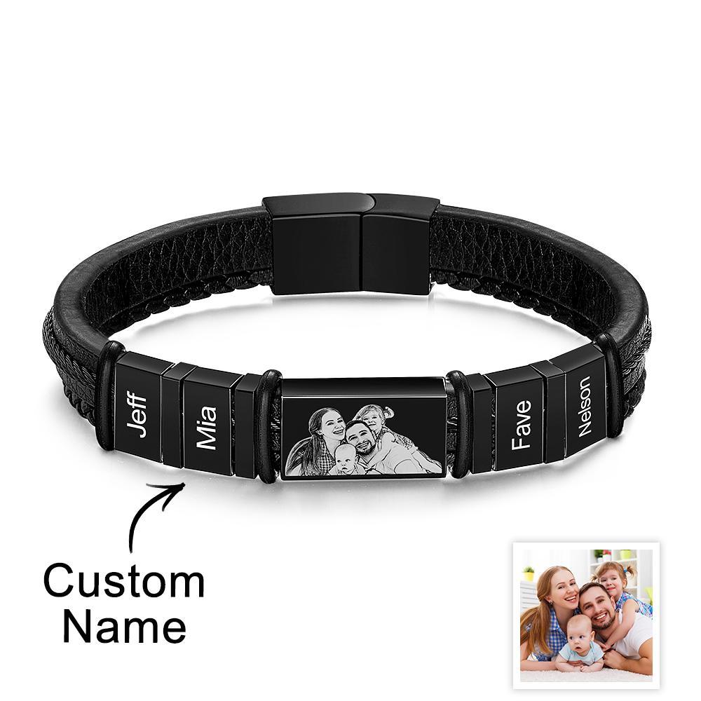 Personalised Bracelets Customized 1-6 Name Bracelets With Photo Souvenir Gift for Man - soufeeluk